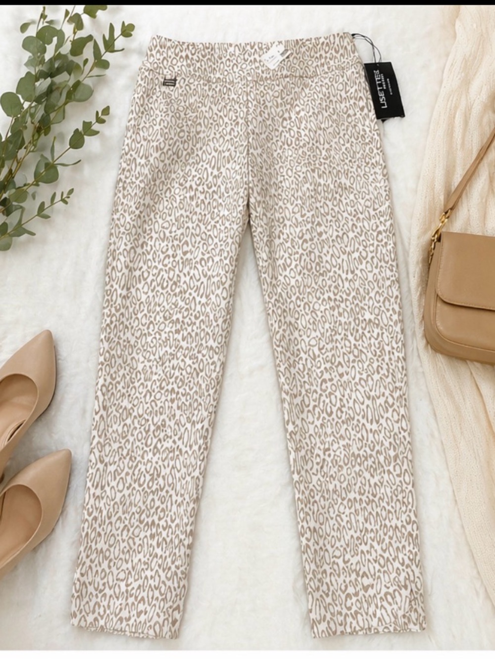 Lisette L Montréal Pull-On Pants Savanna Animal Print Tan Size 8 NWT
